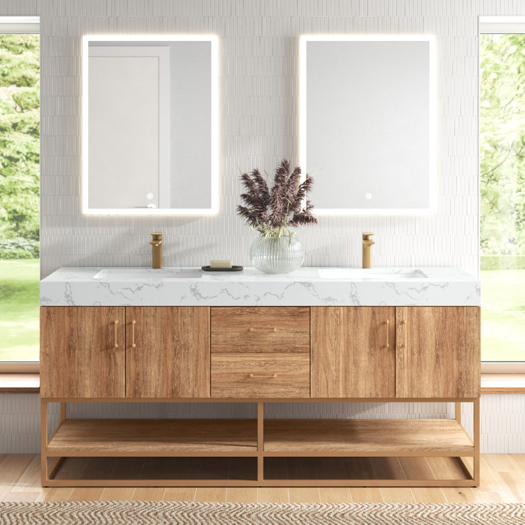 Wade Logan® Annice 72" W Double Bathroom Vanity Set with Mirror